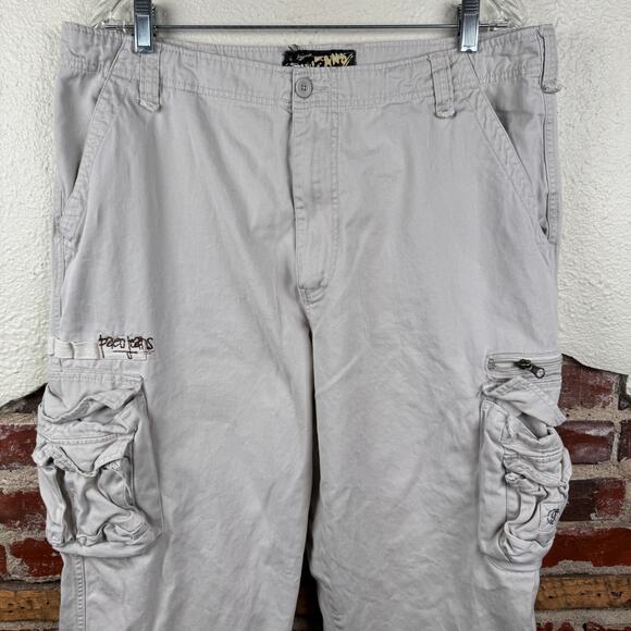 Vintage Paco Pants Sz 36x32 Tan Cargo Straight Leg Baggy Loose Fit Skate Grunge - Picture 2 of 11